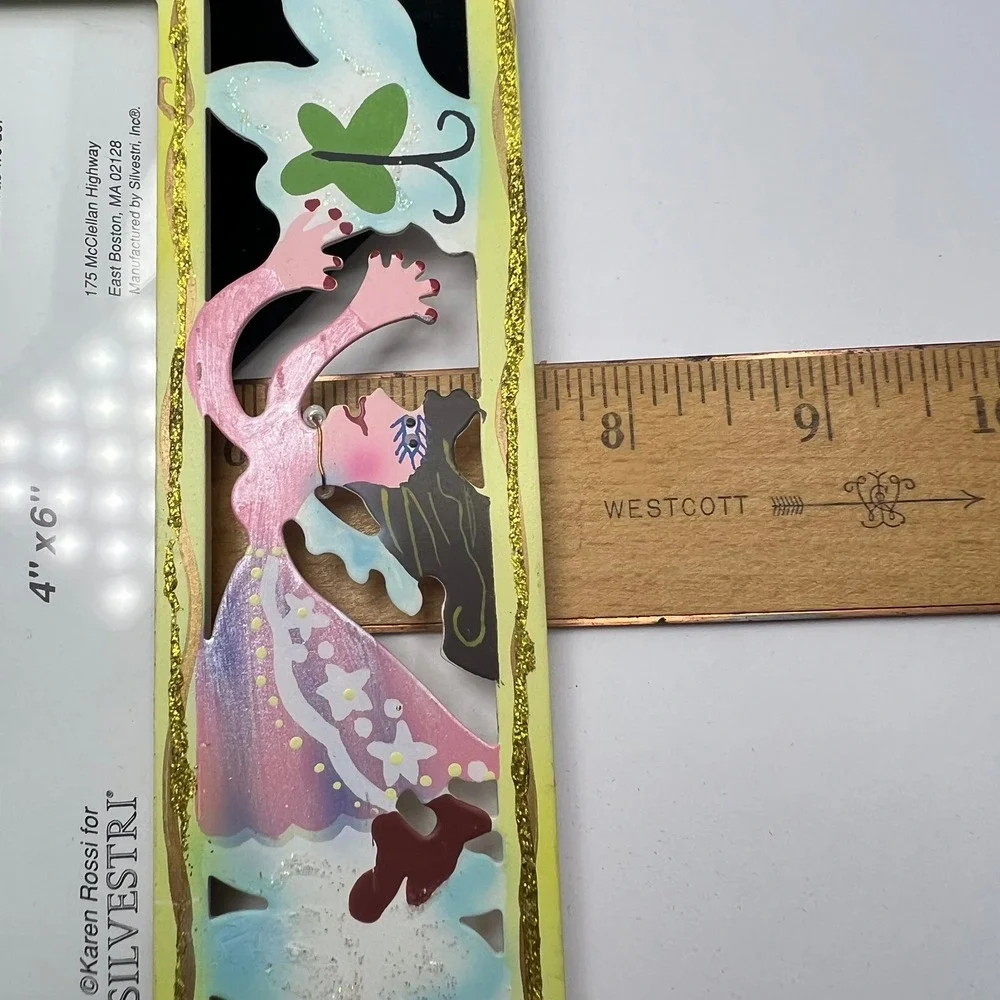 Karen Rossi Fanciful Flights Photo Frame 4x6 Metal Whimsical Folk Art Signed